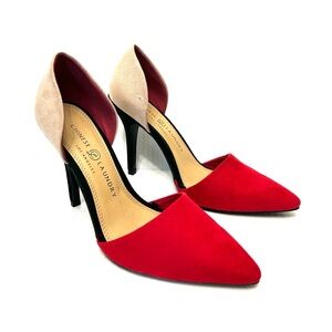 Chinese Laundry Suede Red and Tan Heels Elegant Pumps